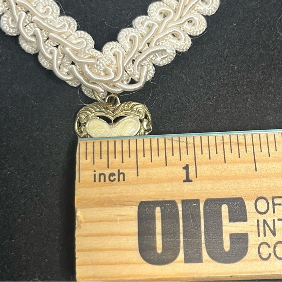 lace choker enamel heart charm romantic vintage victorian revival - Picture 3 of 6